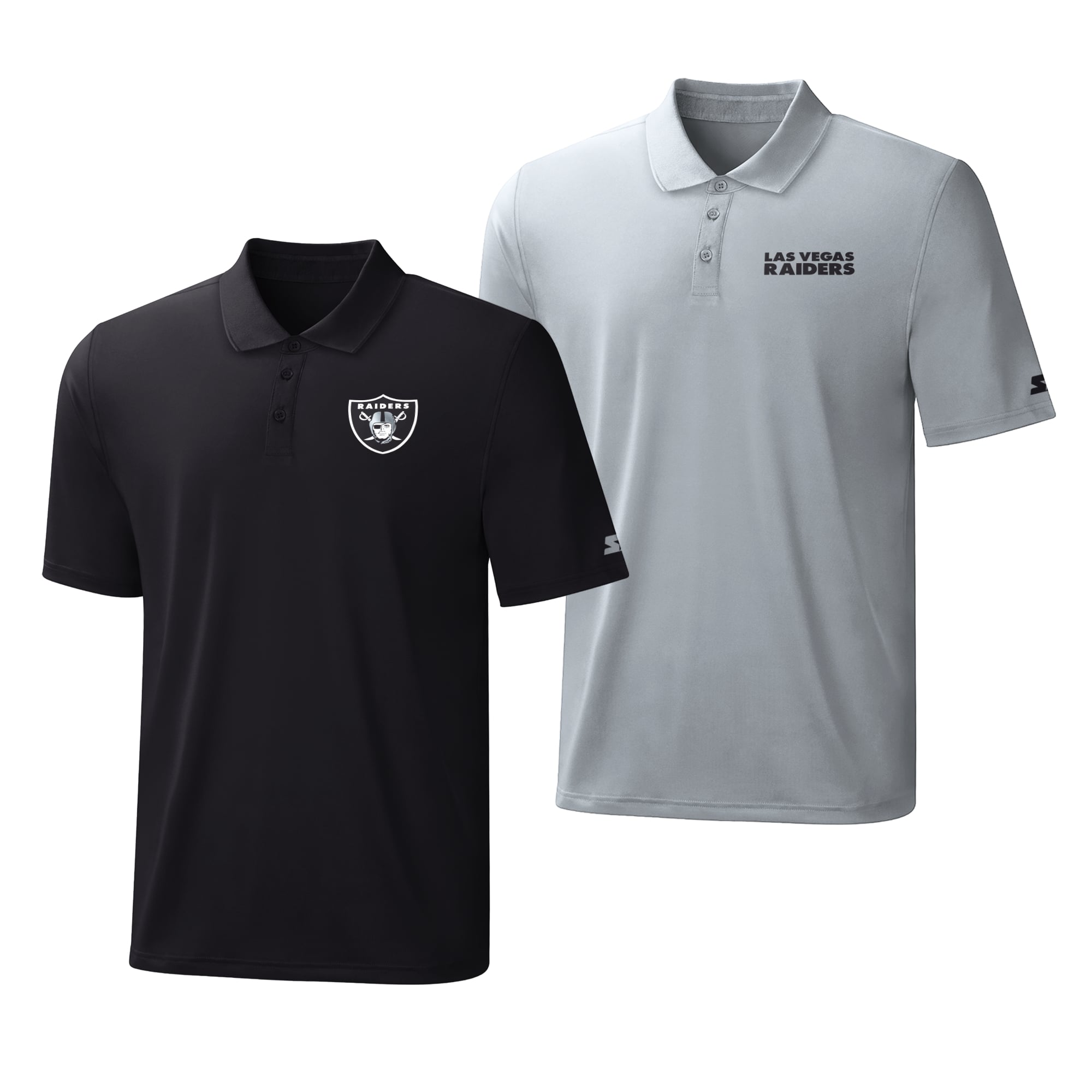 Ensemble de deux polos Starter noirs et argentés avec logo des Raiders Las Vegas pour homme