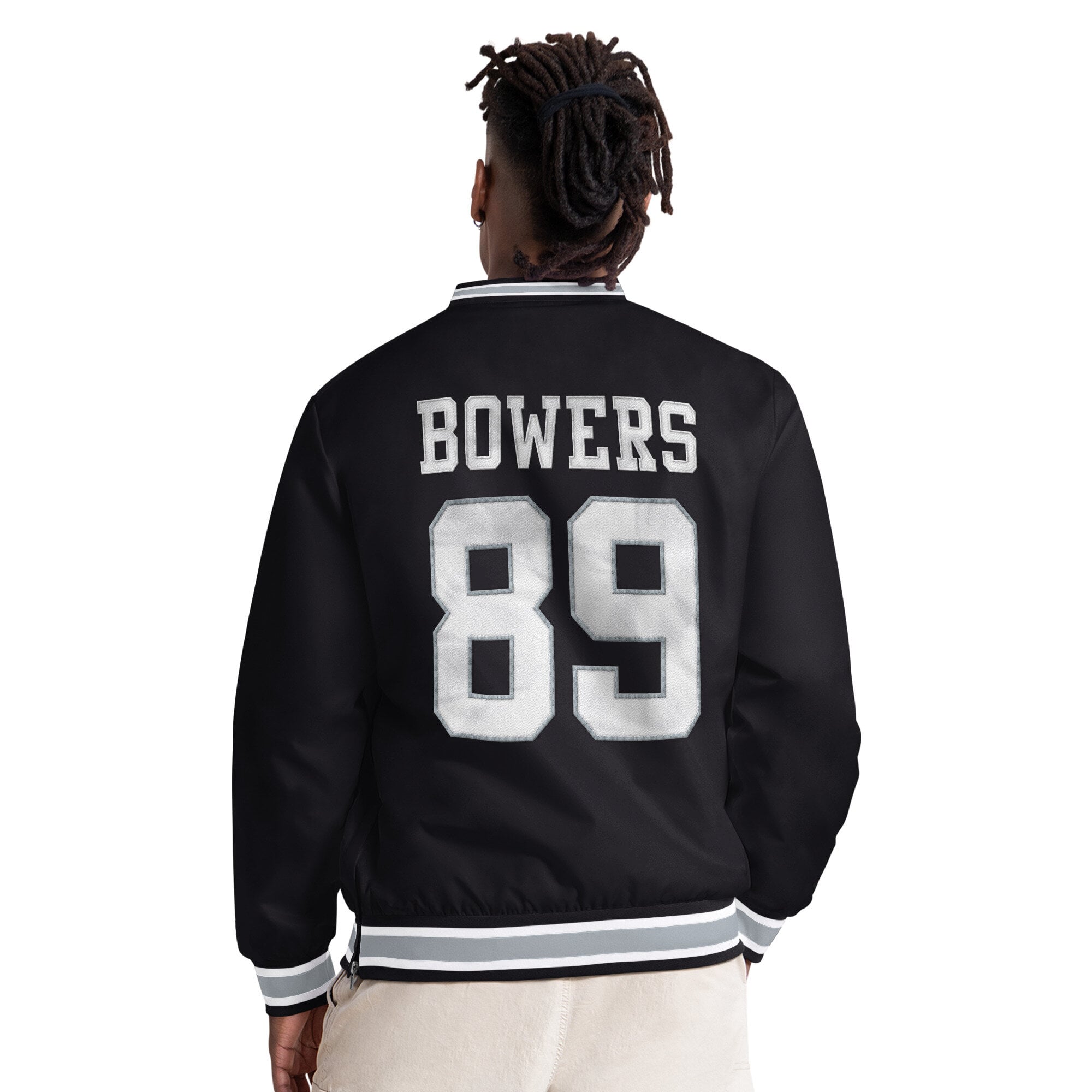 Pull à col en V noir Starter Brock Bowers des Raiders de Las Vegas pour homme