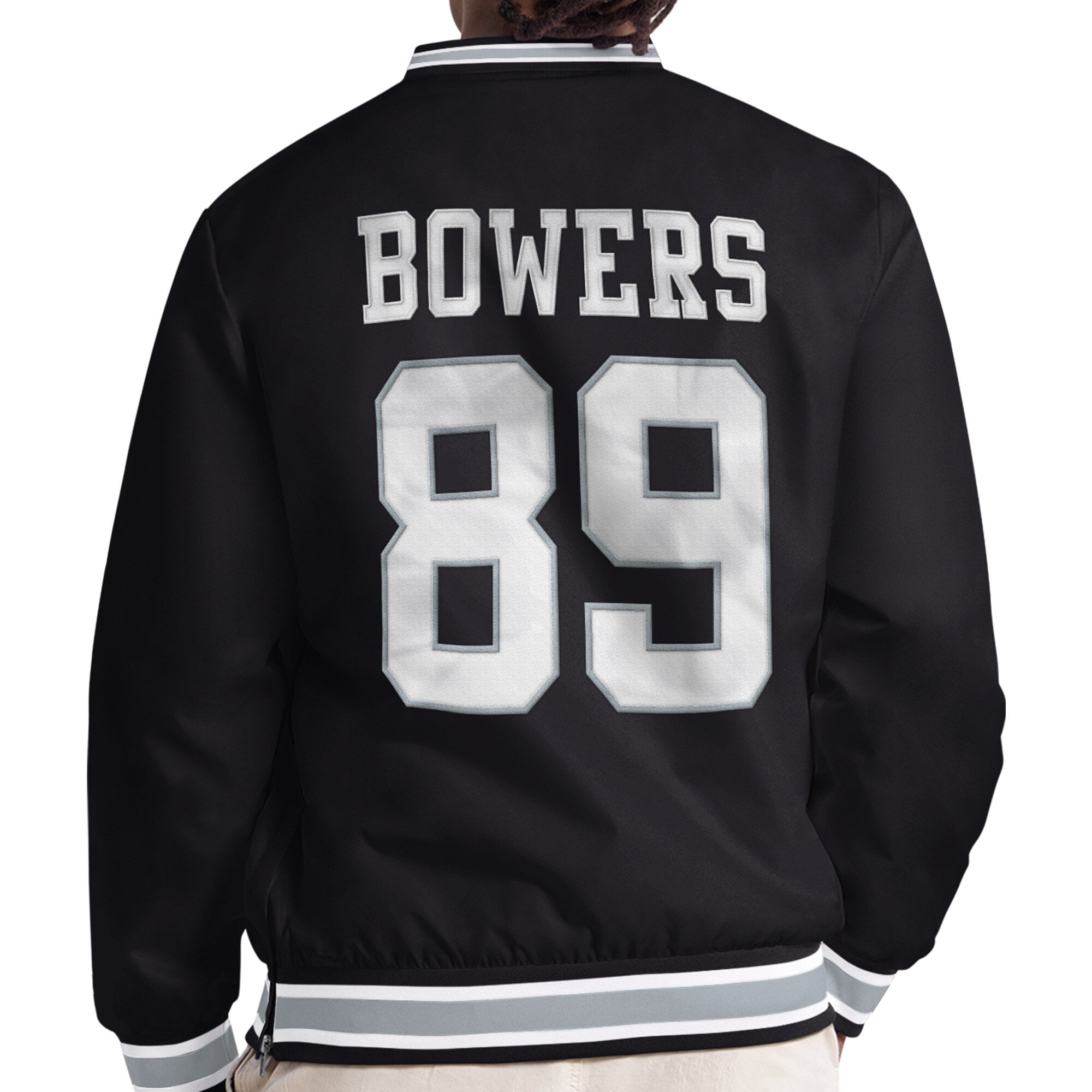 Pull à col en V noir Starter Brock Bowers des Raiders de Las Vegas pour homme