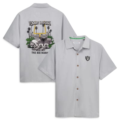  Las Vegas Raiders Tommy Bahama Endzone Paradise IslandZone Button-Up Shirt - Gray