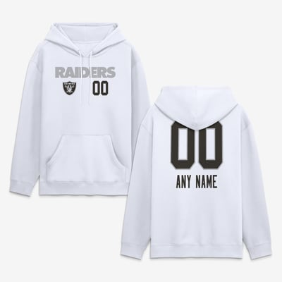 Las Vegas Raiders  Touchdown Wordmark Personalized Name & Number Hoodie - White