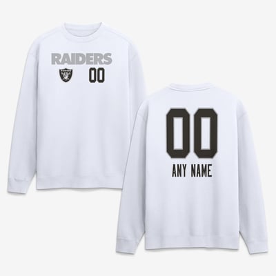 Las Vegas Raiders  Touchdown Wordmark Personalized Name & Number Sweatshirt - White
