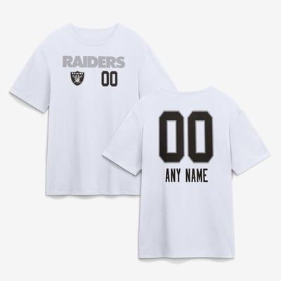 Las Vegas Raiders  Touchdown Wordmark Personalized Name & Number T-Shirt - White