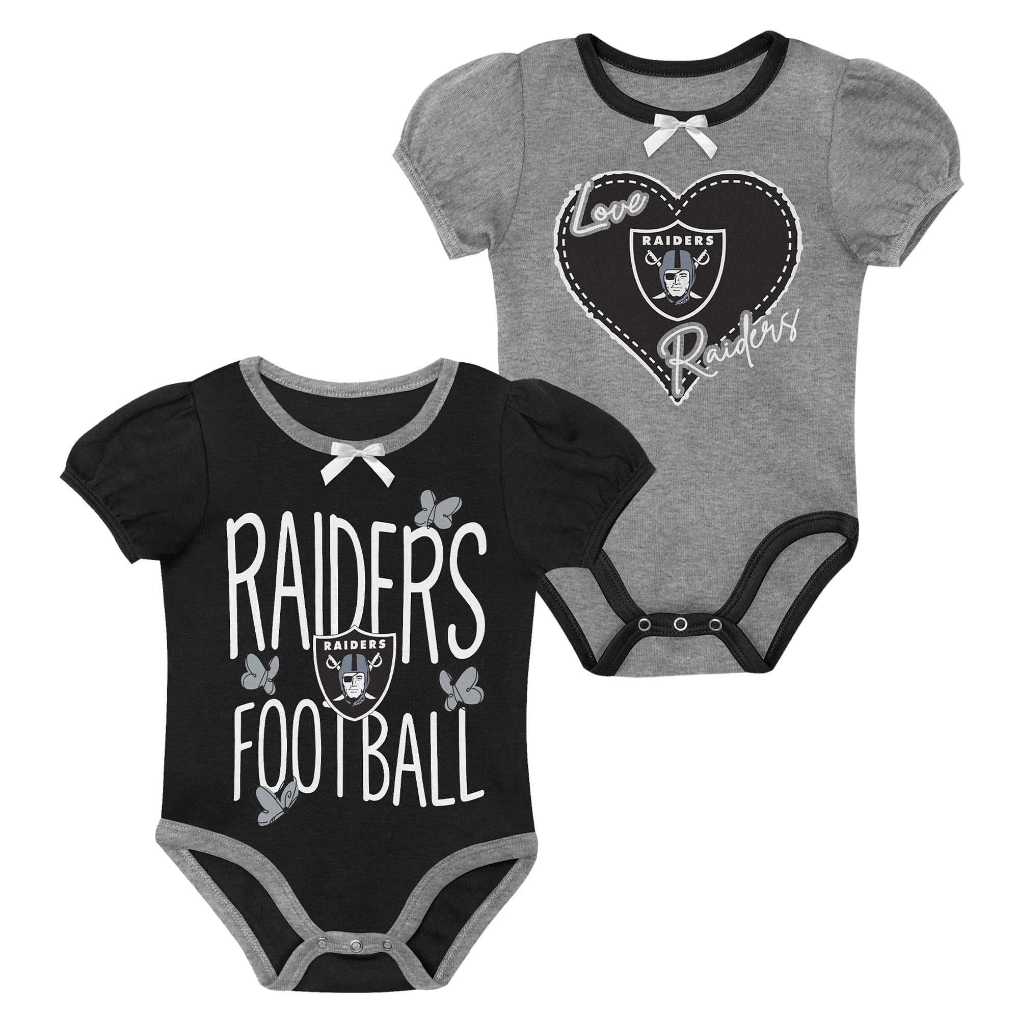 Newborn & Infant Outerstuff Black/Silver Las Vegas Raiders Star Power Two-Piece Bodysuit Set