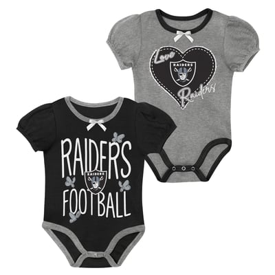 Las Vegas Raiders Outerstuff Newborn & Infant Star Power Two-Piece Bodysuit Set - Black/Silver