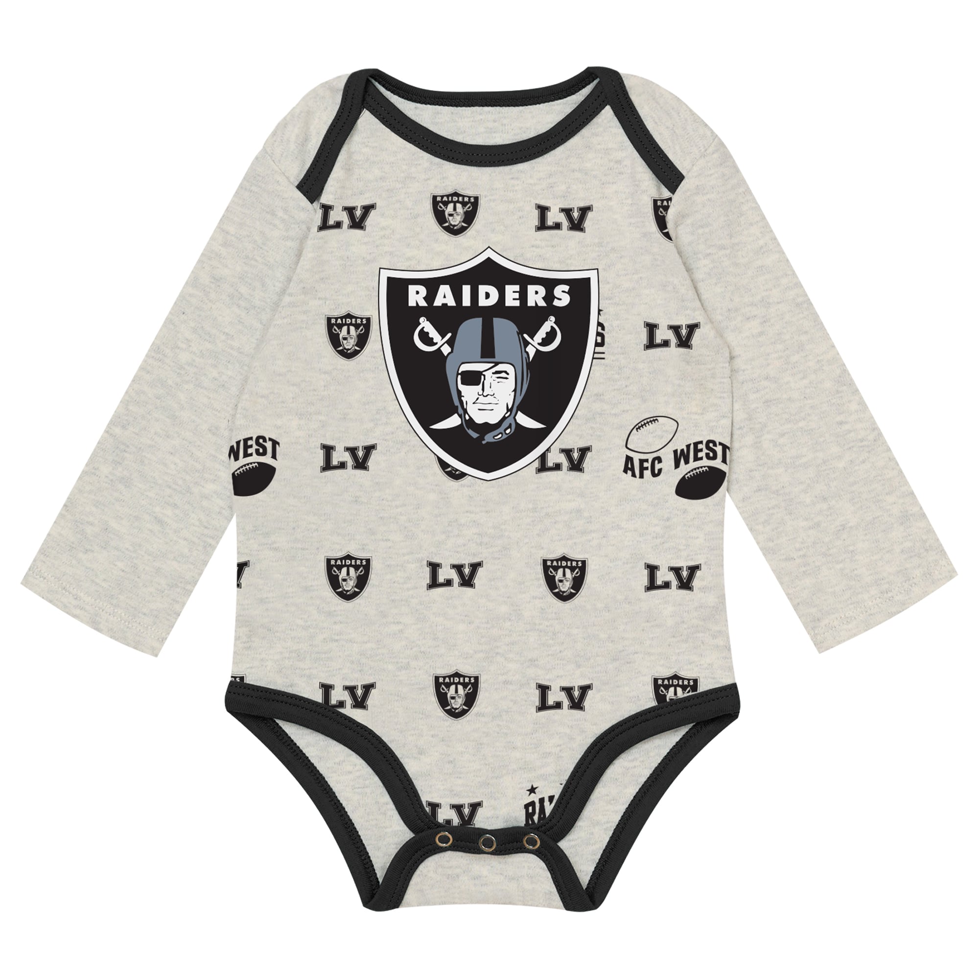 Ensemble pantalon et bonnet 3 pièces Outerstuff gris chiné Las Vegas Raiders Huddles & Giggles pour nouveau-né