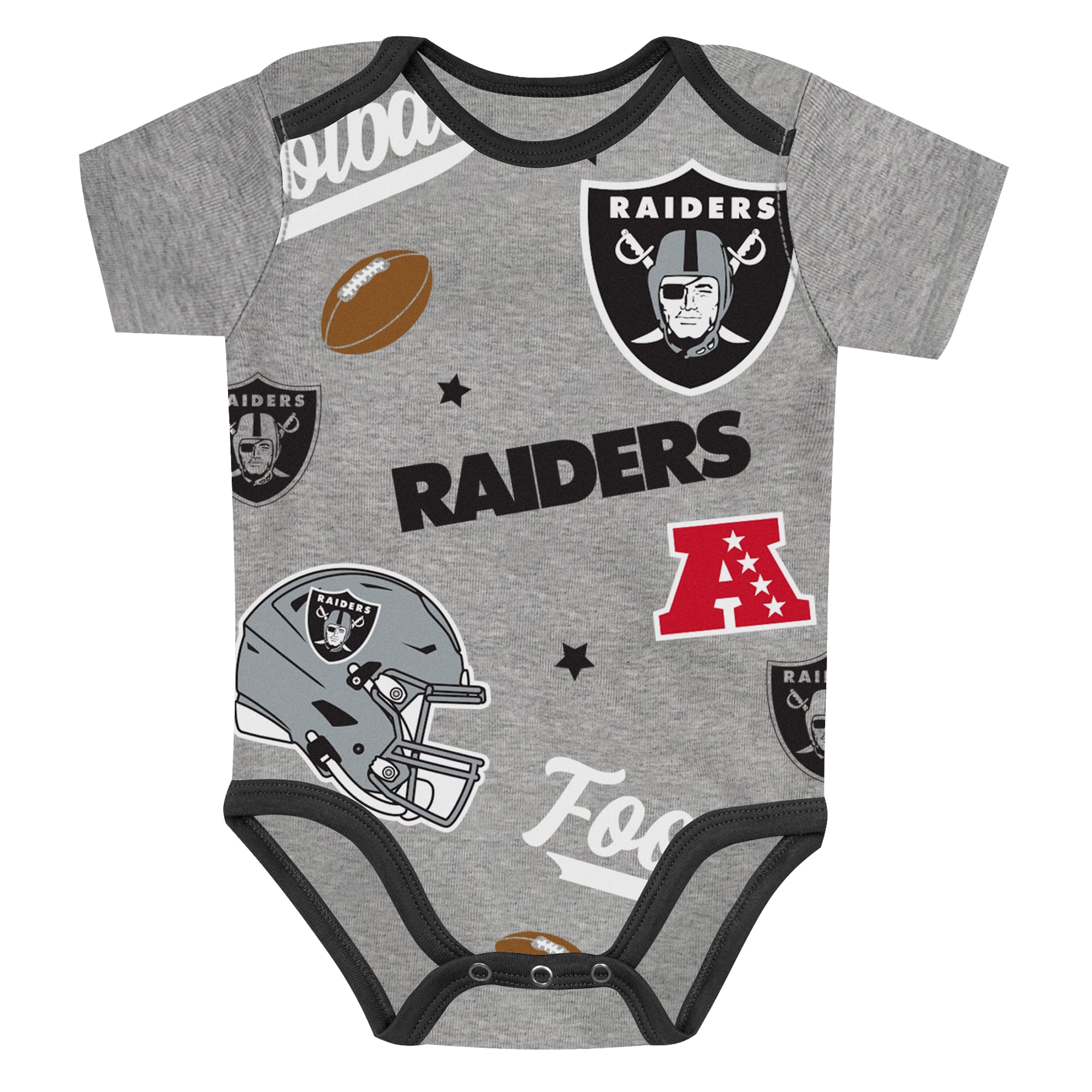 Ensemble de body trois pièces pour nouveau-né Outerstuff Las Vegas Raiders, premier choix la ronde