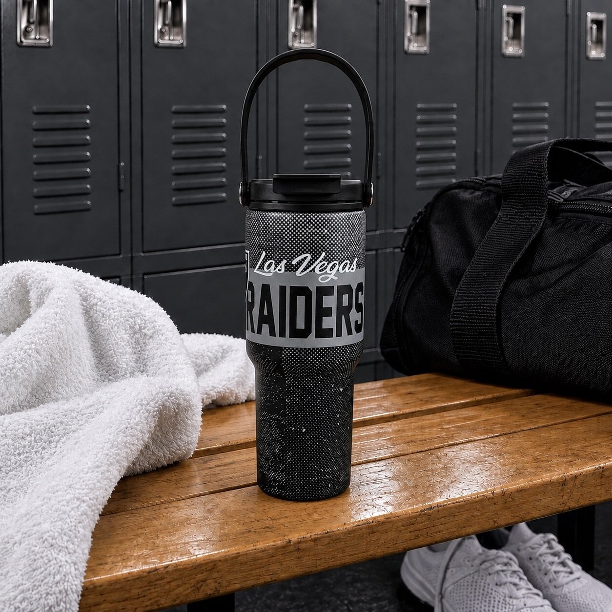 Pegasus Las Vegas Raiders 24oz. Speckled Gradient Stainless Steel Dual Top Water Bottle