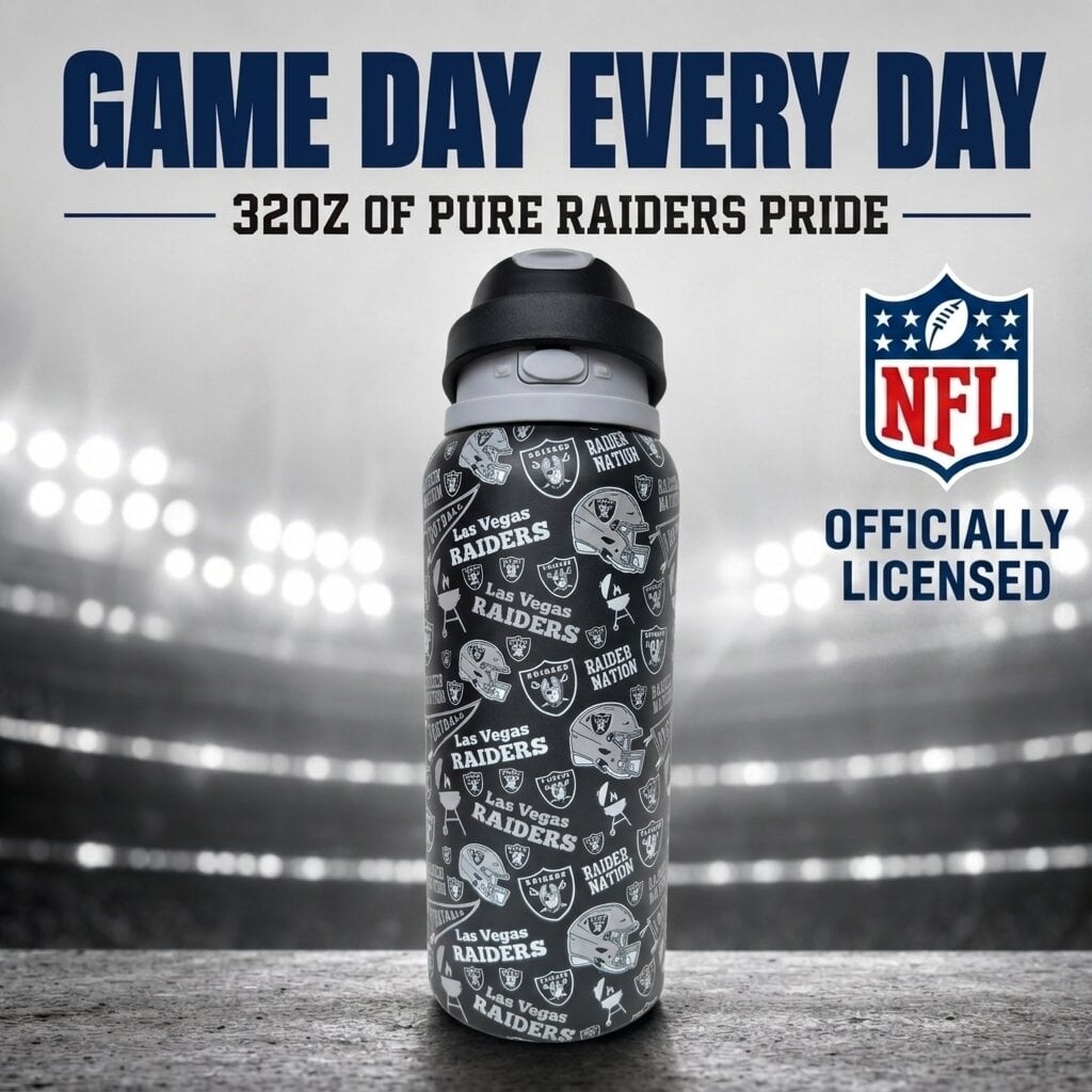 Gourde Pegasus Las Vegas Raiders 32 oz, fanion de match, en acier inoxydable ProPress