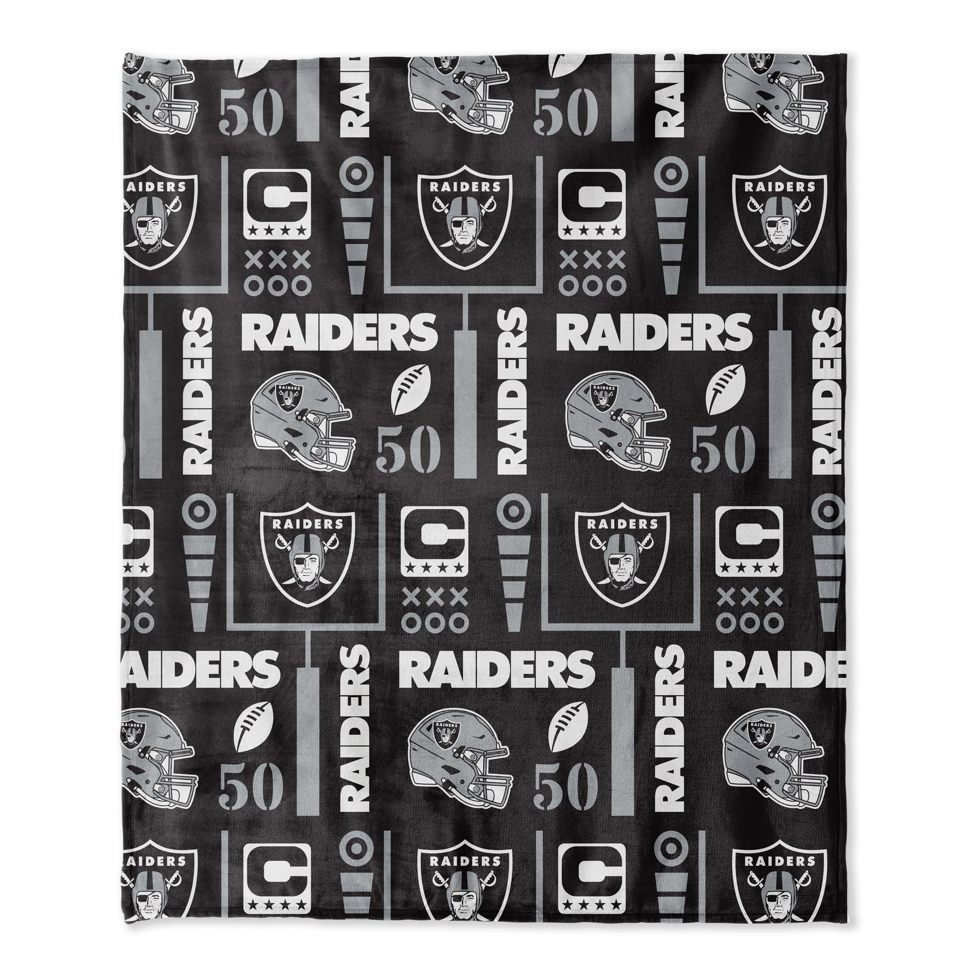 Pegasus Las Vegas Raiders 50" x 60" Blackout Team Spirit Ultra Soft Throw & Plush Football Combo Pack