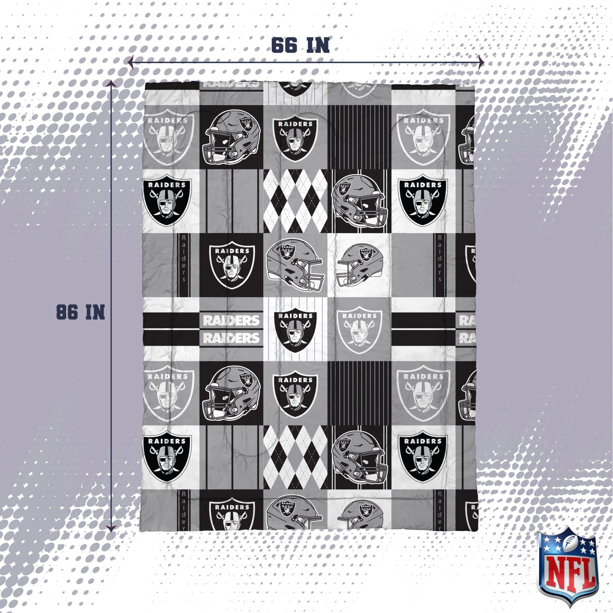 Pegasus Las Vegas Raiders Patchwork Plaid Two-Piece Twin/Twin XL Bed in a Bag Set