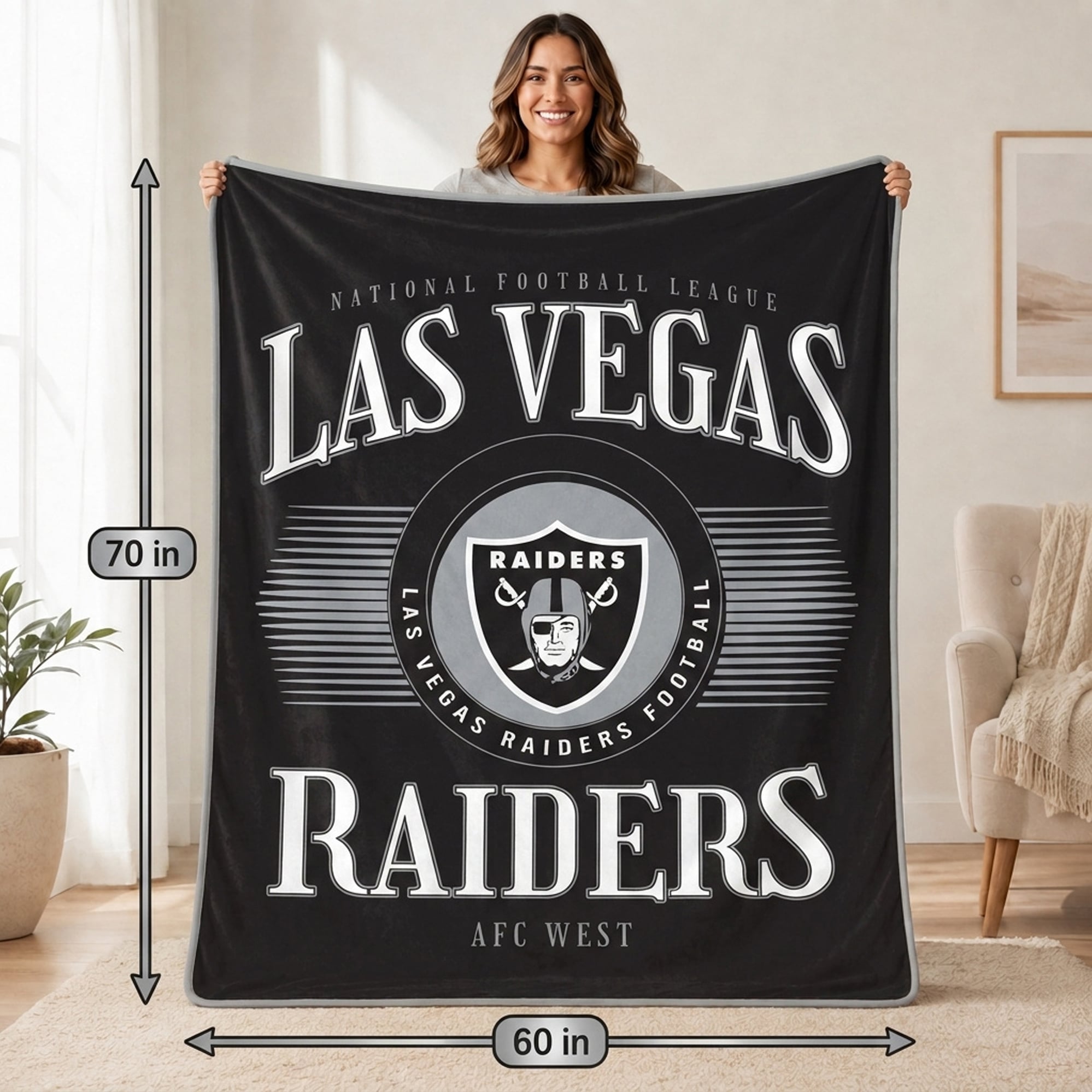Couverture ultra douce Pegasus Las Vegas Raiders Spotlight Arch 60" x 70"