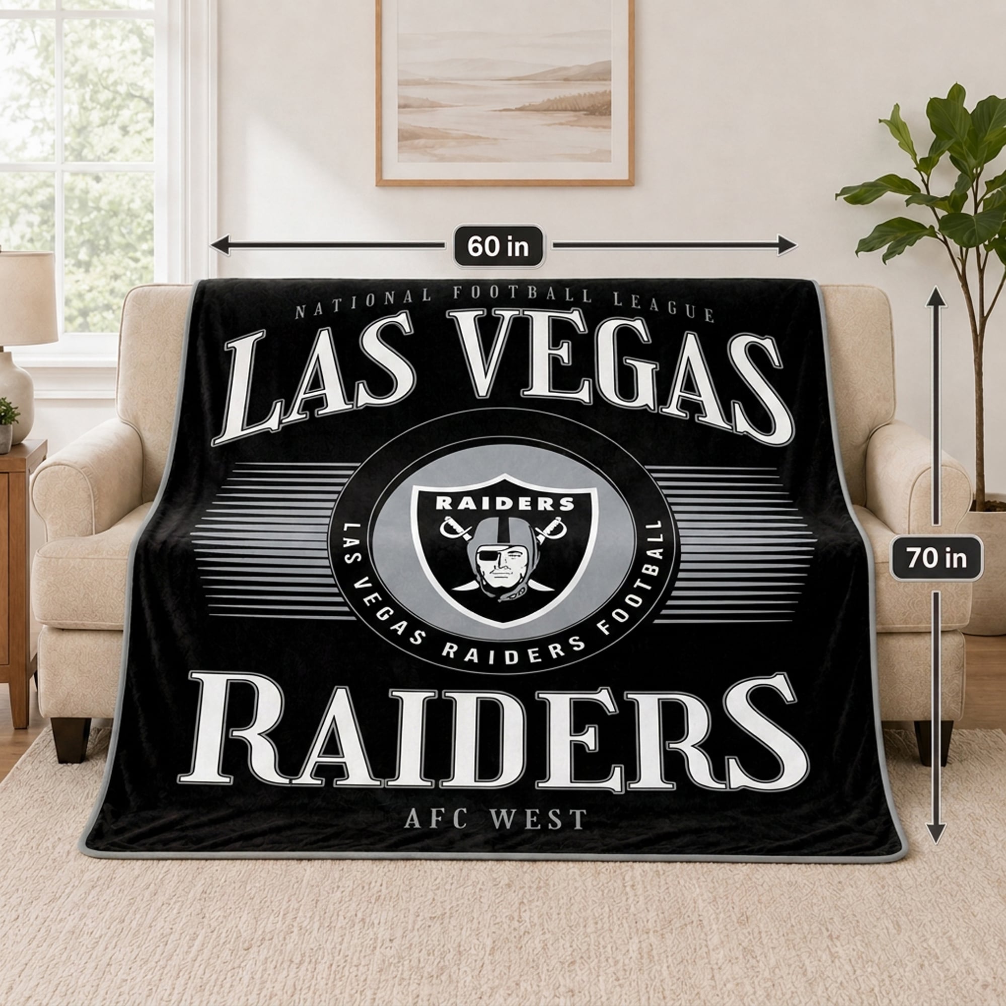 Couverture ultra douce Pegasus Las Vegas Raiders Spotlight Arch 60" x 70"