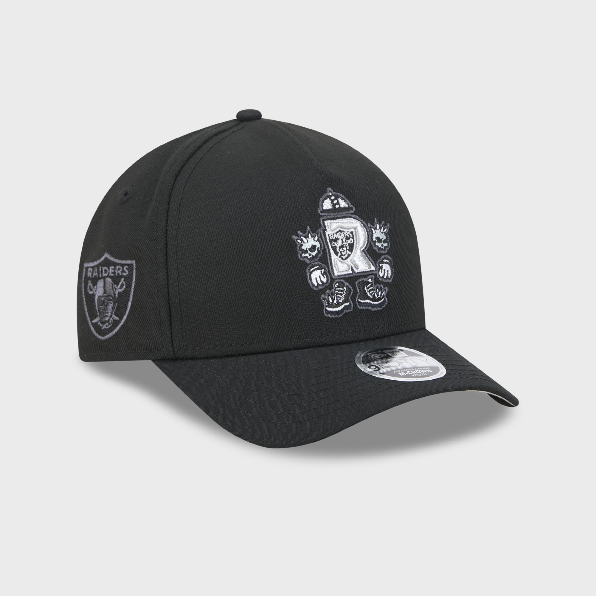Casquette ajustable New Era 9FORTY M-Crown A-Frame noire à motif Las Vegas Raiders pour enfants d'âge préscolaire