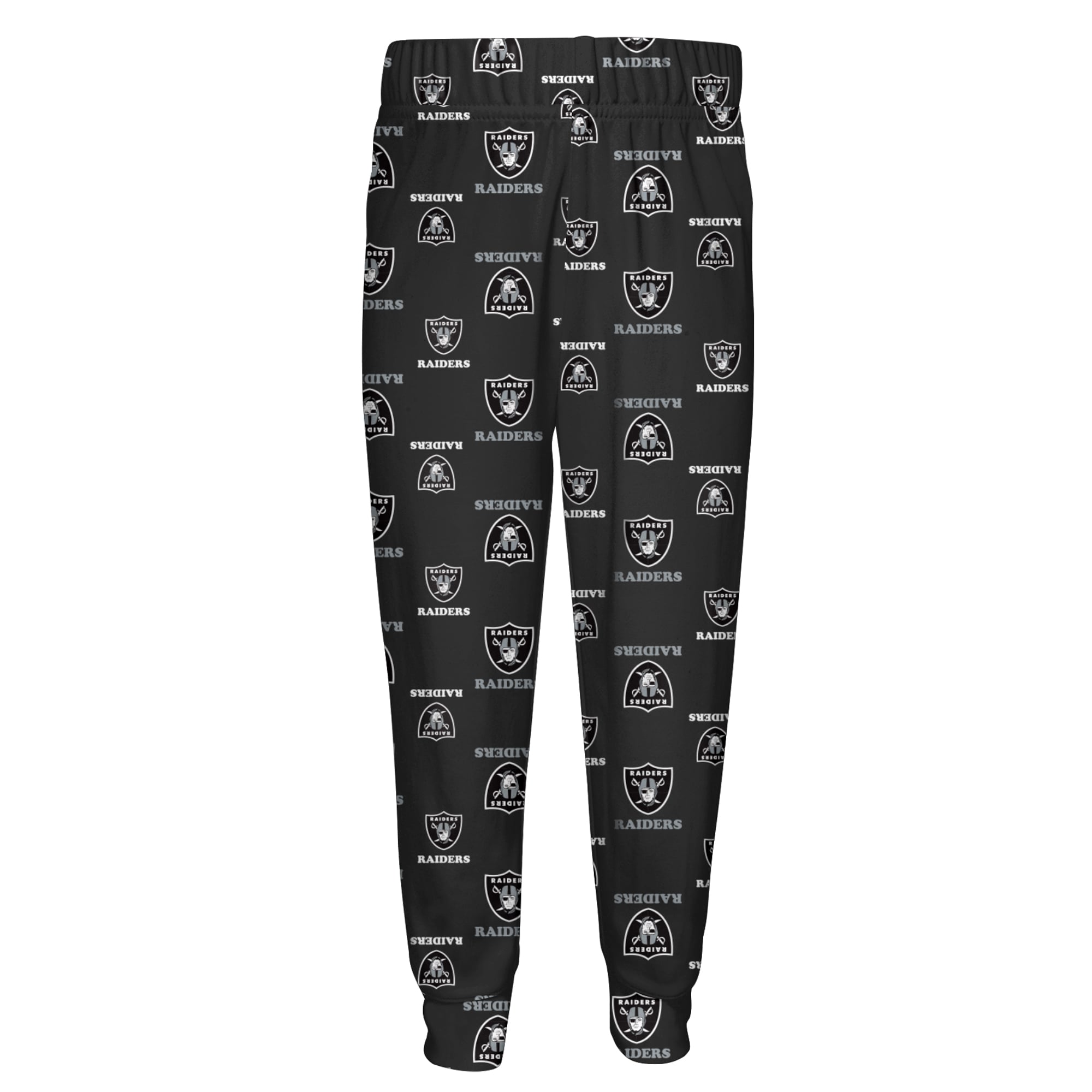 Ensemble pyjama Outerstuff noir à manches longues et pantalon imprimé intégral Las Vegas Raiders pour enfants d'âge préscolaire