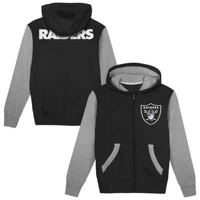 Las Vegas Raiders Outerstuff  Preschool Stadium Colorblock Full-Zip Hoodie - Black/Silver