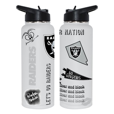 Las Vegas Raiders The Memory Company 34oz. Loco Stainless Steel Quencher Bottle