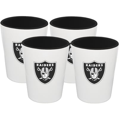 Las Vegas Raiders The Memory Company Four-Pack Ceramic Shot Glass Set