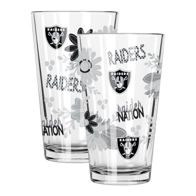 Las Vegas Raiders The Memory Company Two-Piece 16oz. Flowers Pint Glass Set