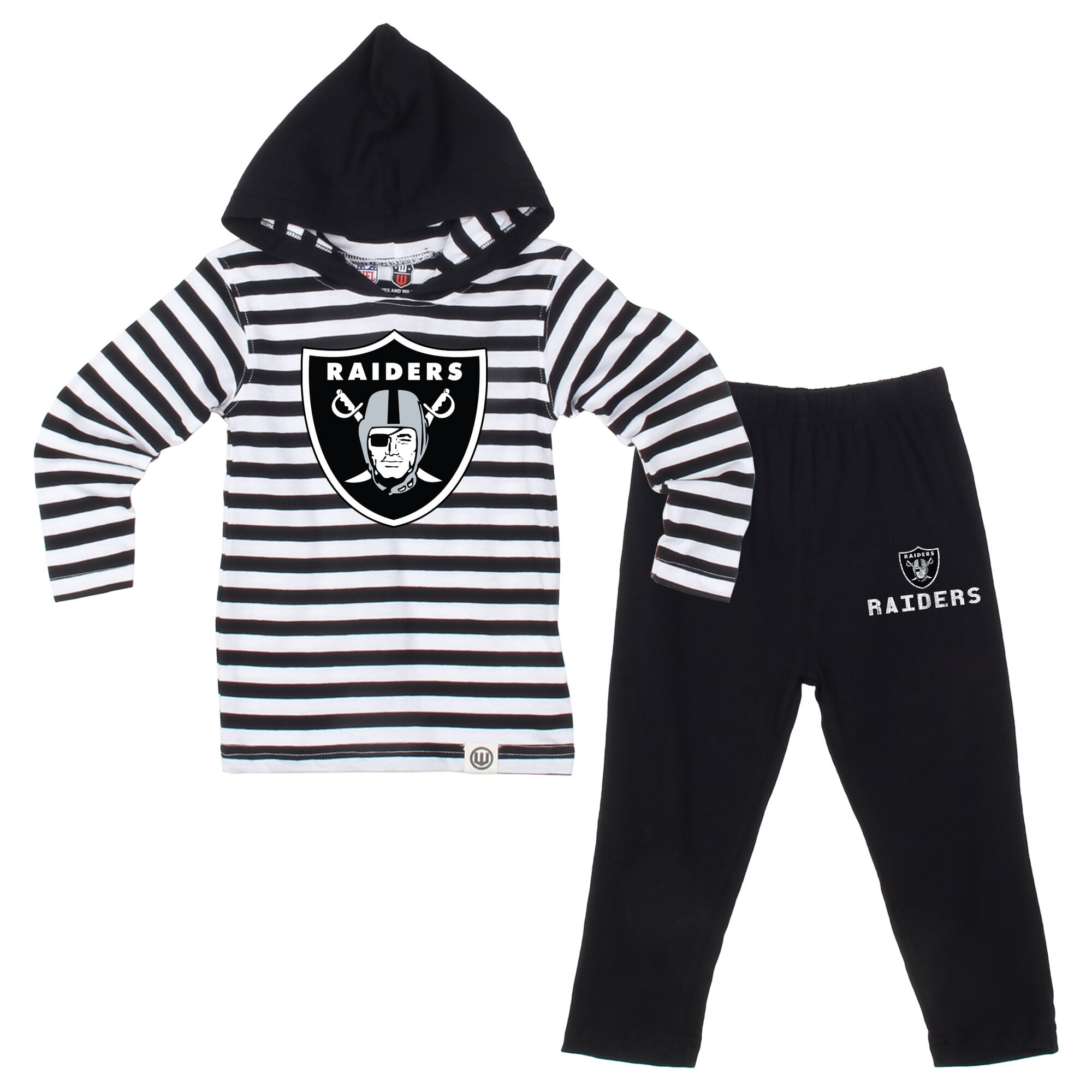 Ensemble haut à manches longues et pantalon rayures noires capuche Wes & Willy pour tout-petits, motif Raiders de Las Vegas