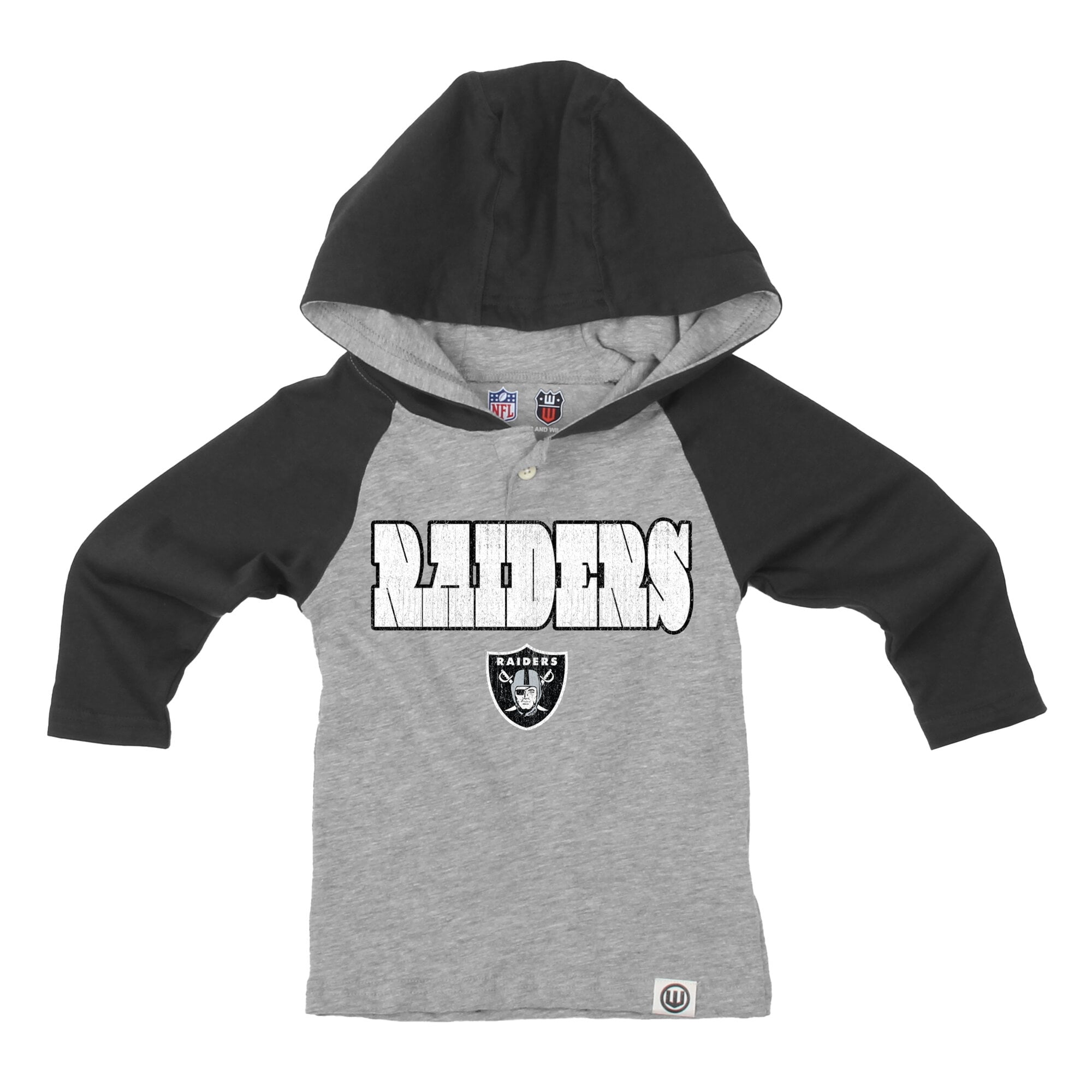 Toddler Wes & Willy Heather Gray/Black Las Vegas Raiders Henley Hoodie Sweatpants Set
