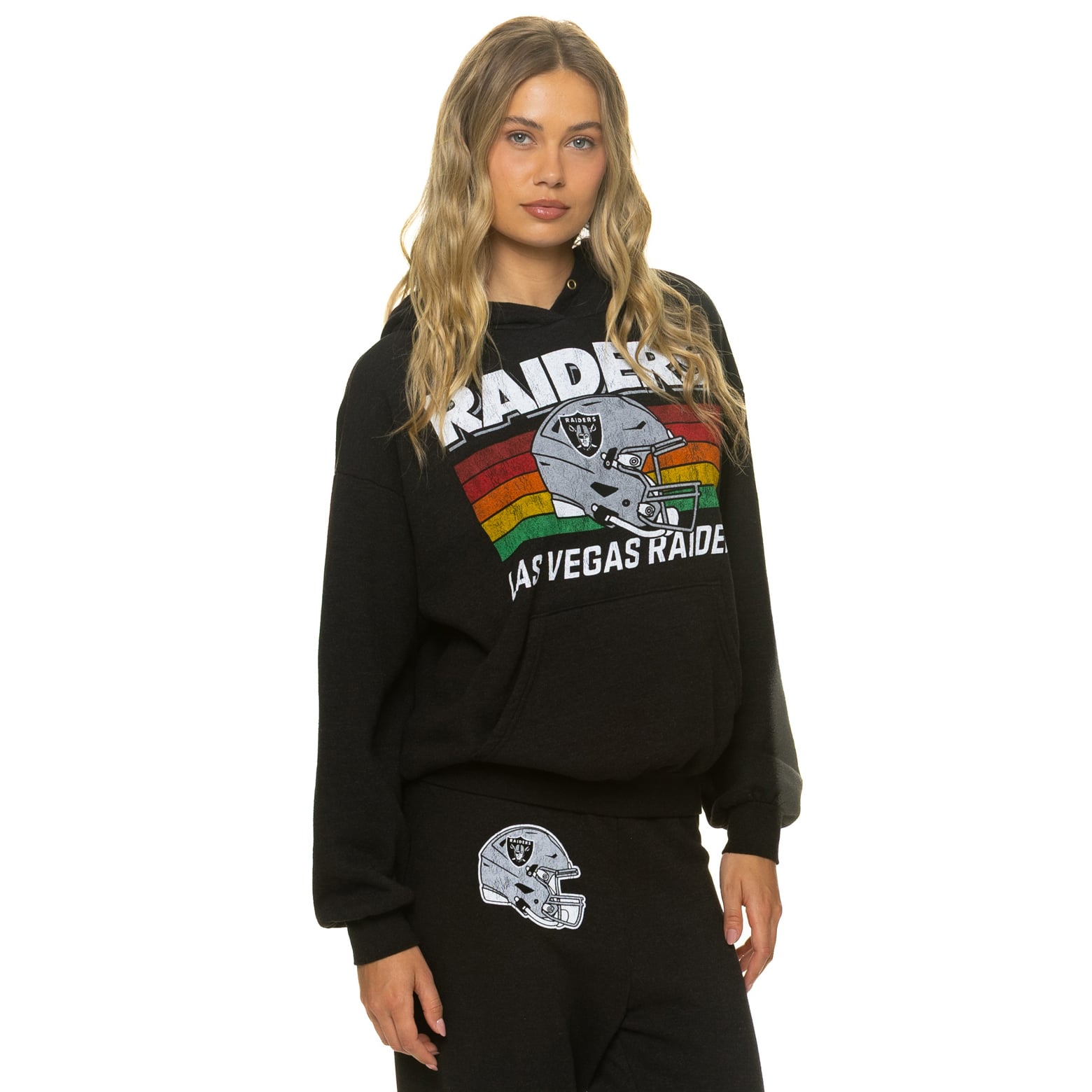 Sweat à capuche unisexe Aviator Nation noir Las Vegas Raiders, coupe décontractée, en mélange de trois matières