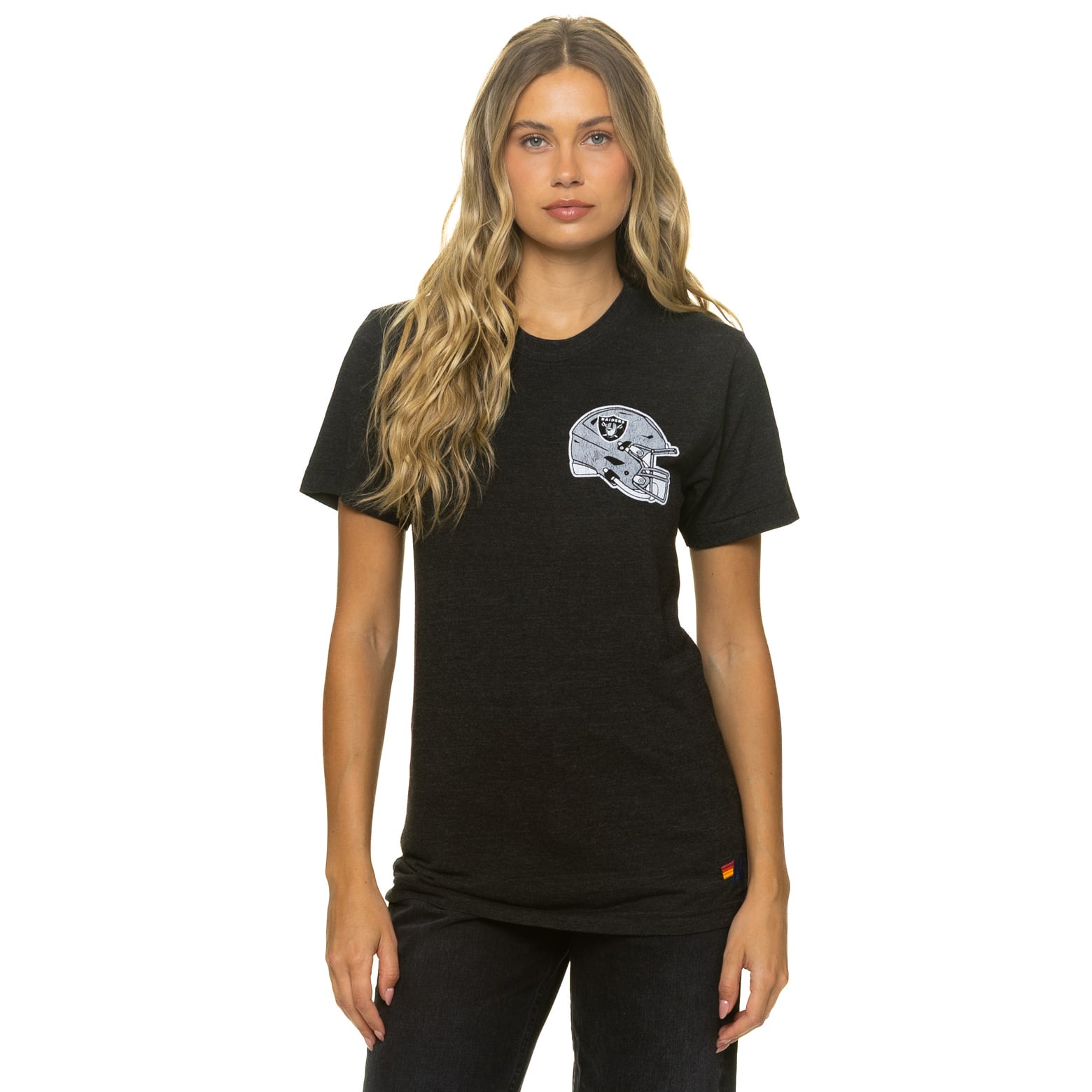 T-shirt unisexe Aviator Nation noir Las Vegas Raiders en mélange de trois matières