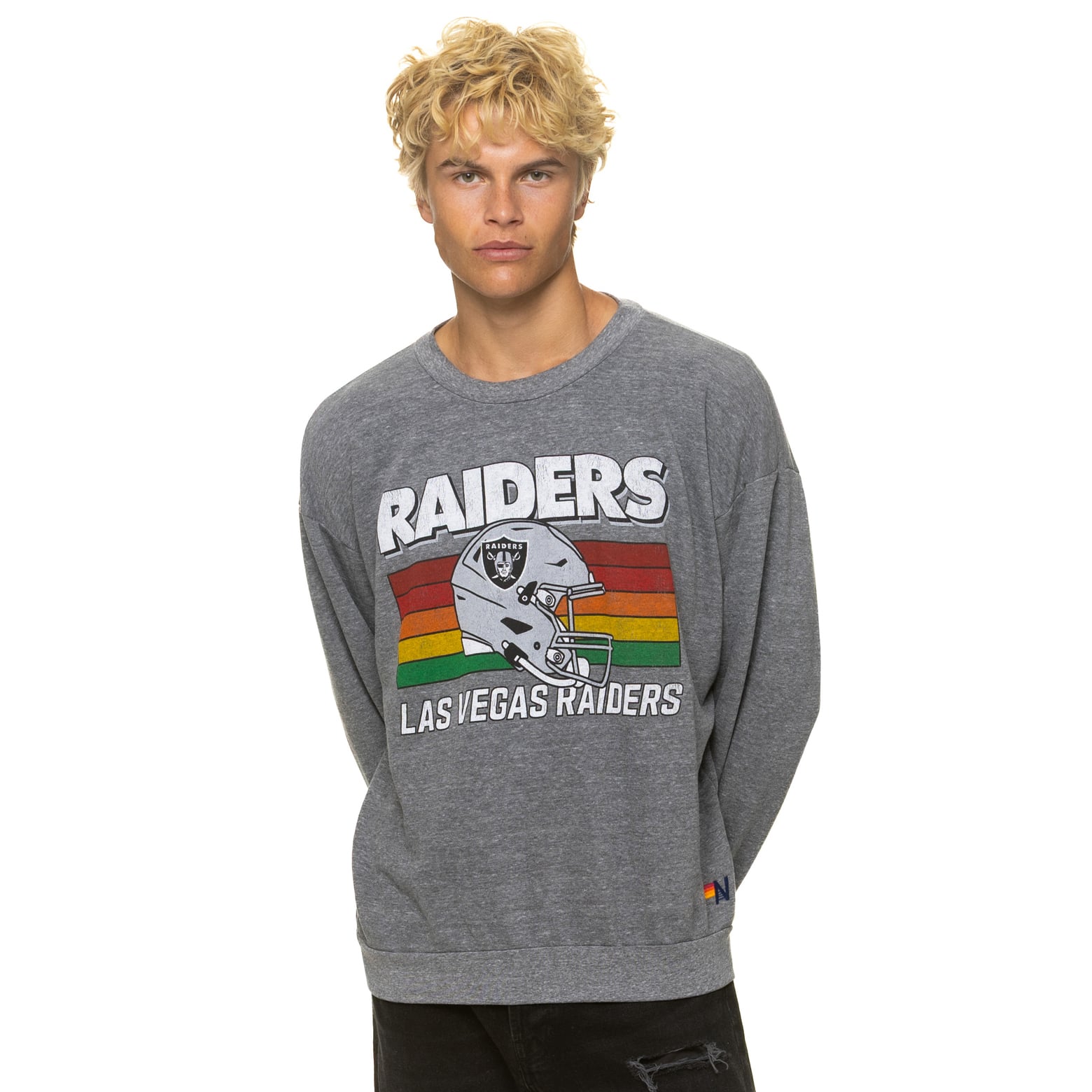 Sweat-shirt unisexe Aviator Nation gris chiné Las Vegas Raiders, coupe décontractée, en mélange de trois matières