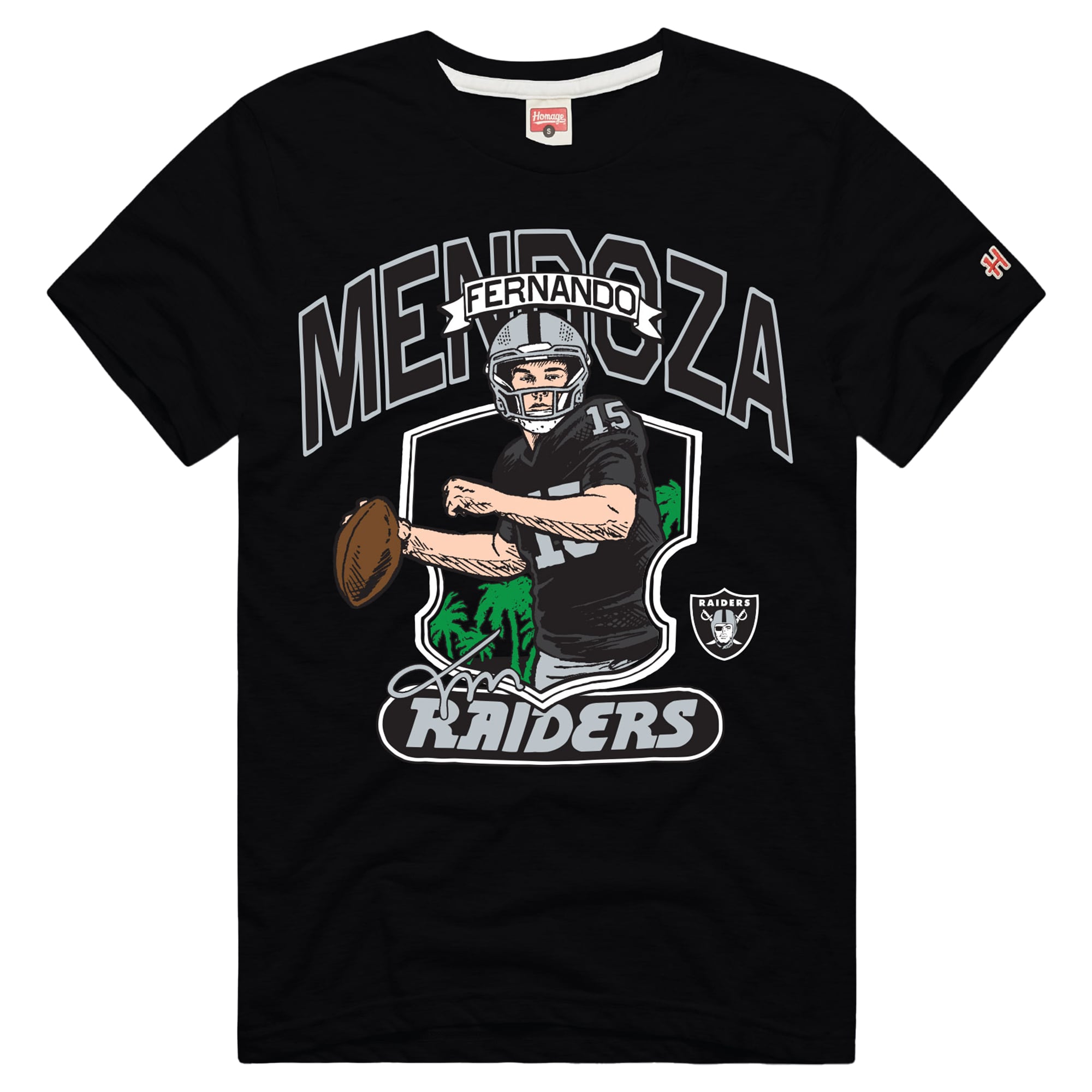 T-shirt unisexe Hommage à Fernando Mendoza, joueur des Las Vegas Raiders, en mélange de trois matières, noir