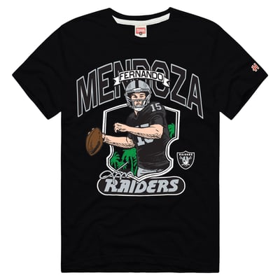 Fernando Mendoza Las Vegas Raiders Homage Unisex Caricature Player Graphic Tri-Blend T-Shirt - Black