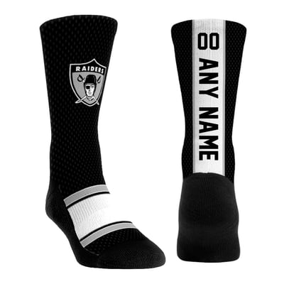  Las Vegas Raiders Rock Em Unisex Throwback Jersey Custom Crew Socks - Black