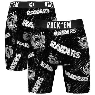  Las Vegas Raiders Rock Em Unisex Throwback Logo Allover Boxer Briefs - Black