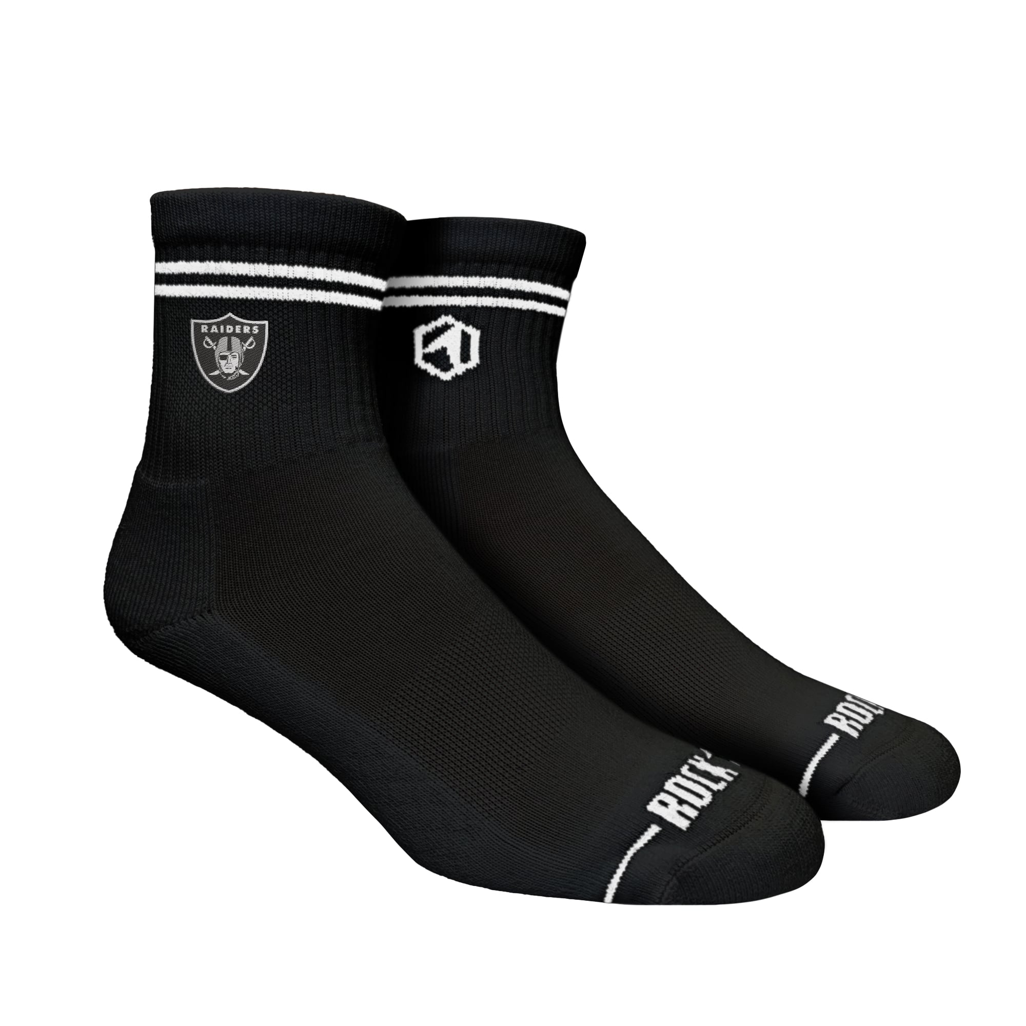 Chaussettes unisexes Rock Em Socks Las Vegas Raiders à rayures décontractées mi-longues