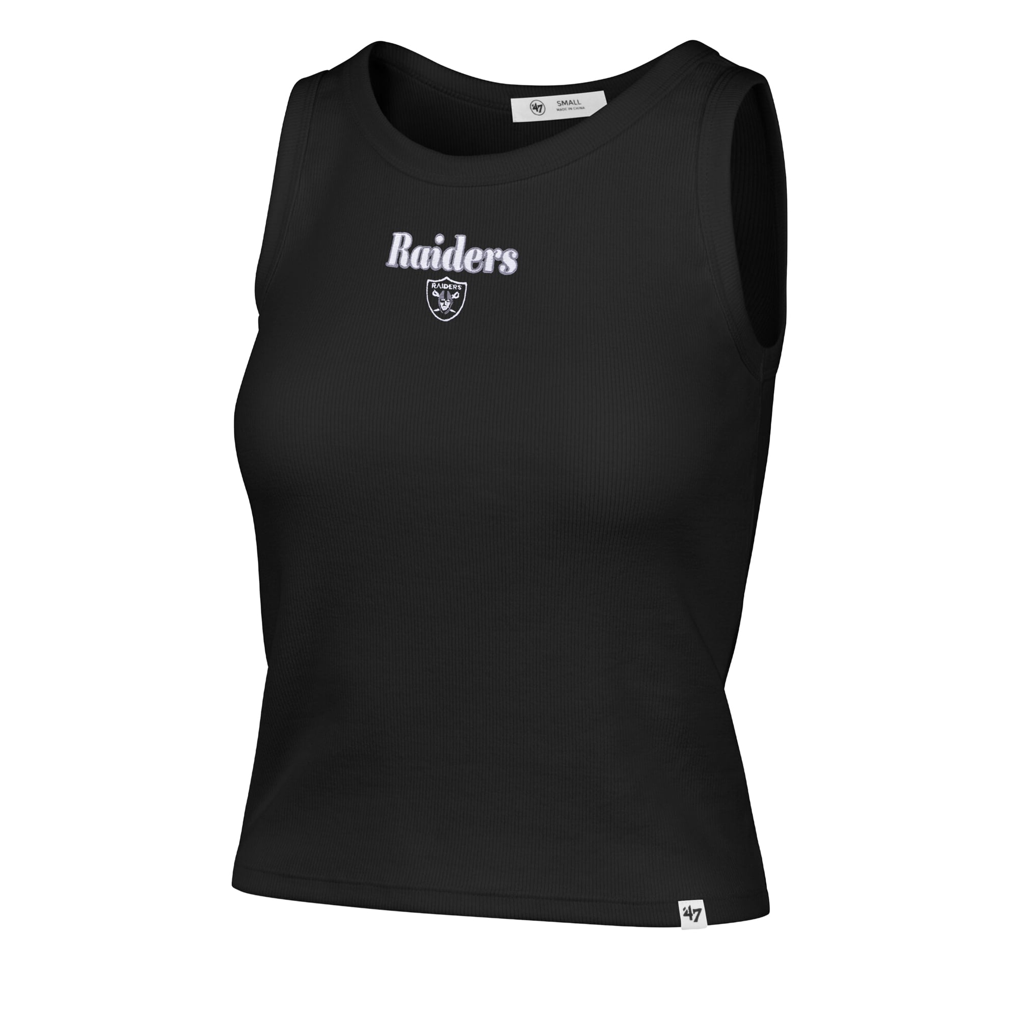 Débardeur court côtelé à coupe droite pour femme, modèle 47 Black Las Vegas Raiders