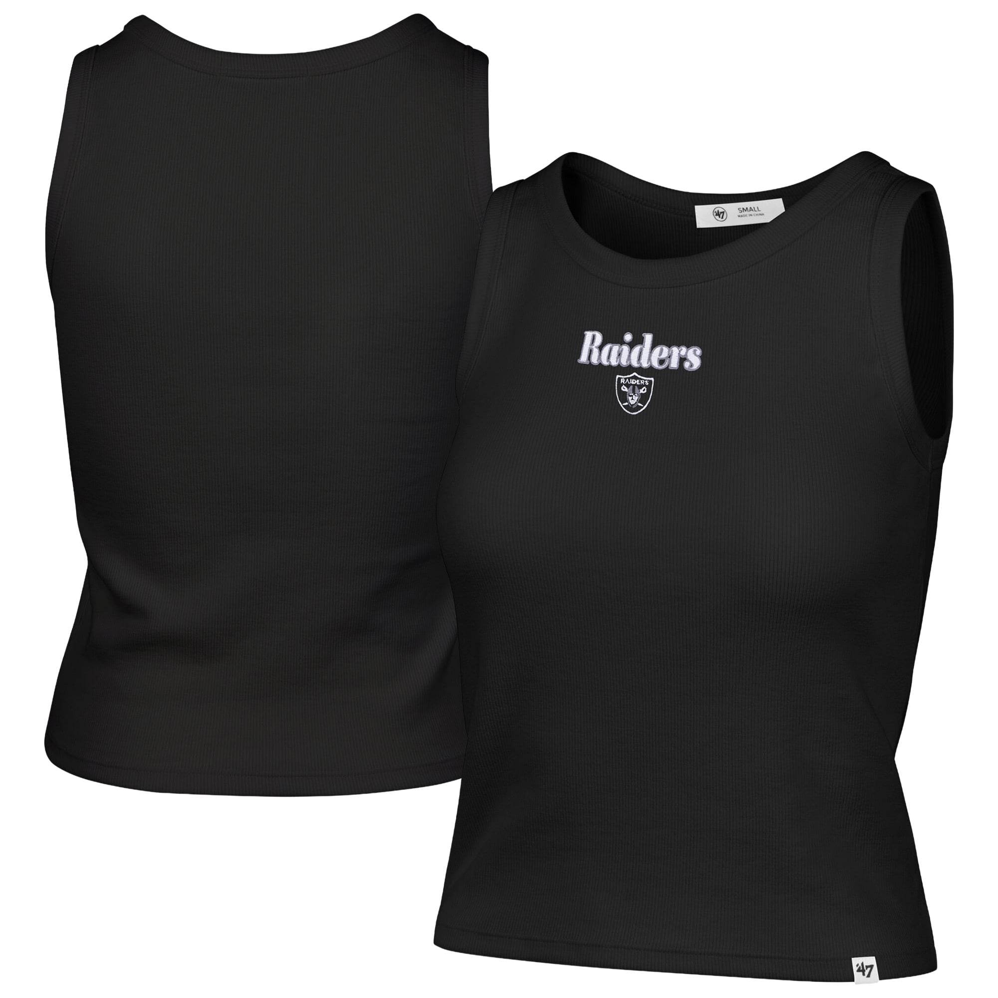 Débardeur court côtelé à coupe droite pour femme, modèle 47 Black Las Vegas Raiders