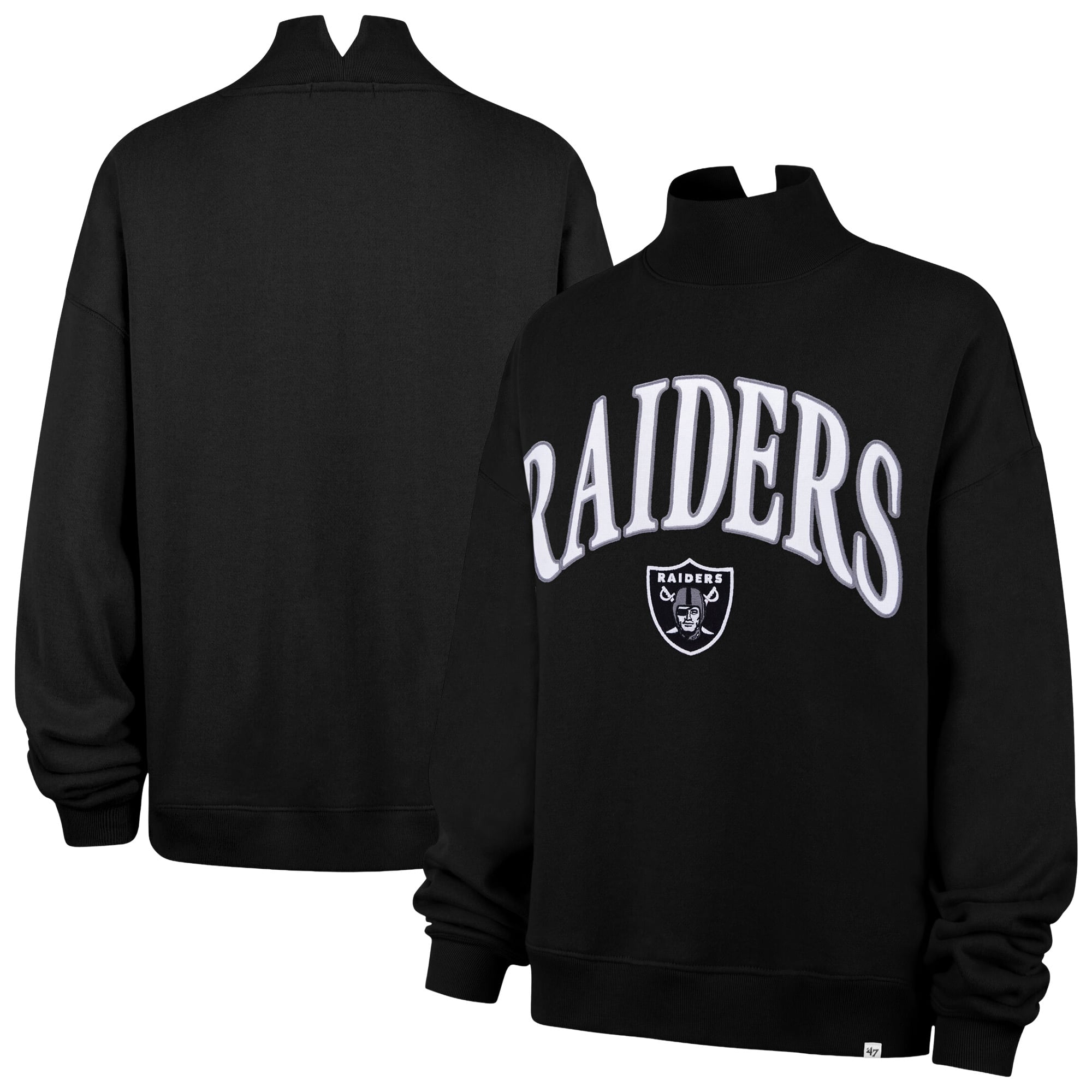 Sweat-shirt à col montant oversize Vantage noir '47 Las Vegas Raiders pour femme
