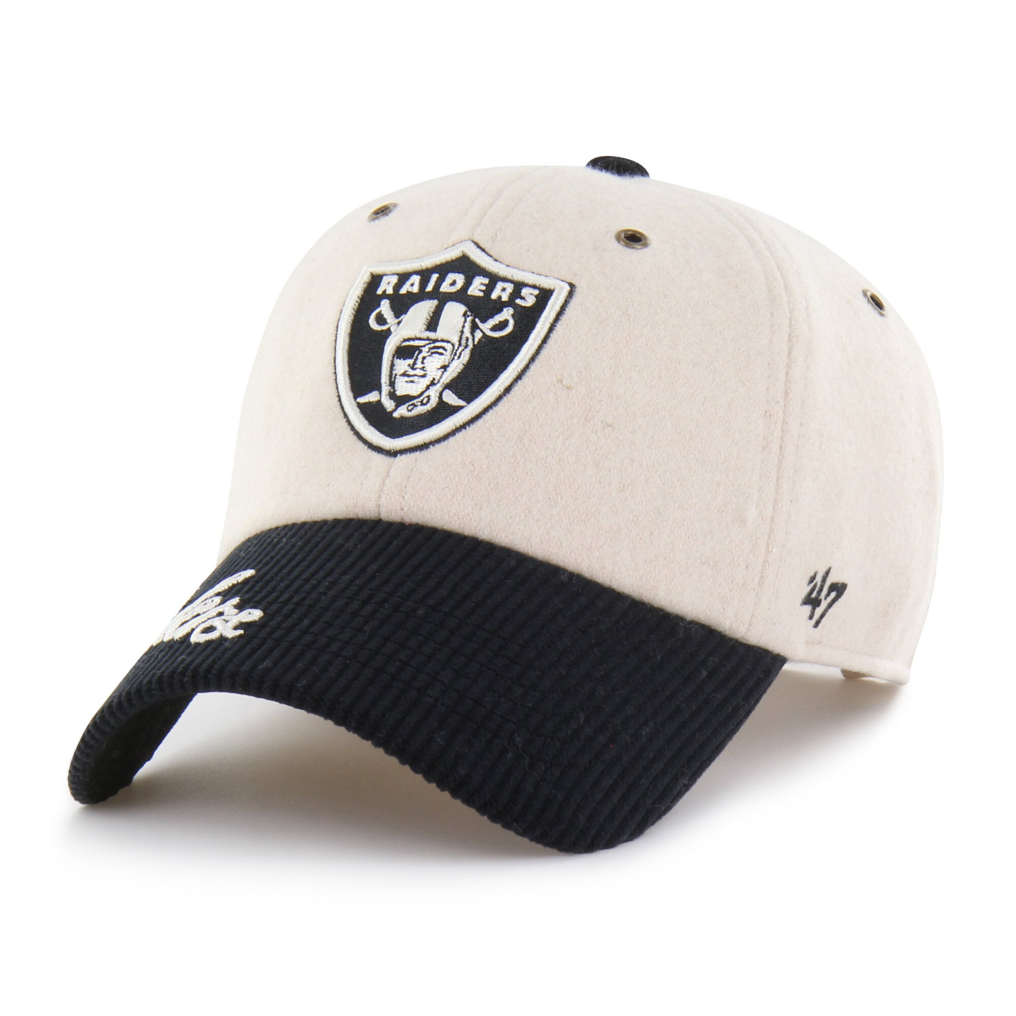 Women's '47 Natural/Black Las Vegas Raiders Rope Script Clean Up Adjustable Hat