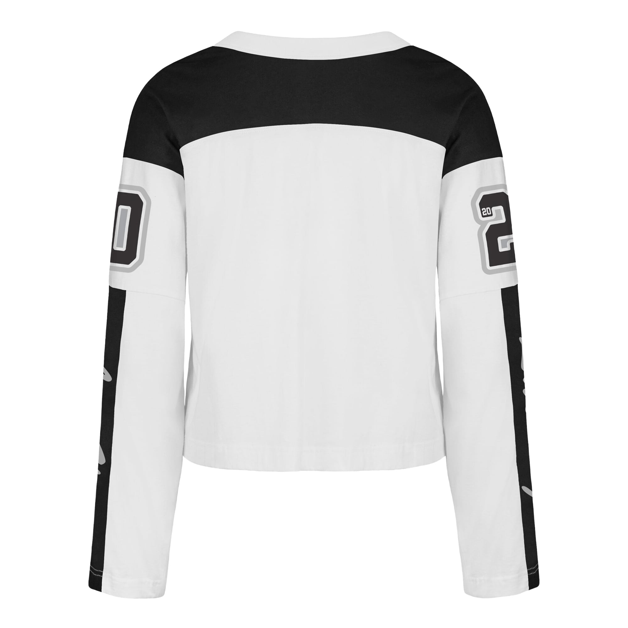 T-shirt à manches longues et col en V blanc '47 Las Vegas Raiders pour femme
