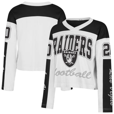  Las Vegas Raiders '47 Women's Exclamation Metro V-Neck Long Sleeve Jersey T-Shirt - White