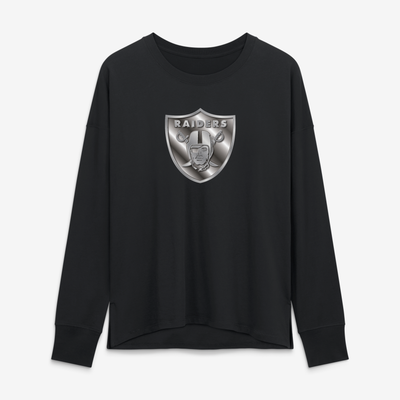Las Vegas Raiders Women's Metallic Mascot Long Sleeve T-Shirt - Black
