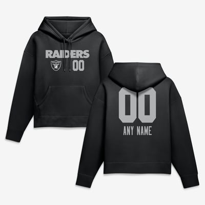 Las Vegas Raiders Women's Touchdown Wordmark Personalized Name & Number Hoodie - Black