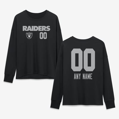 Las Vegas Raiders Women's Touchdown Wordmark Personalized Name & Number Long Sleeve T-Shirt - Black