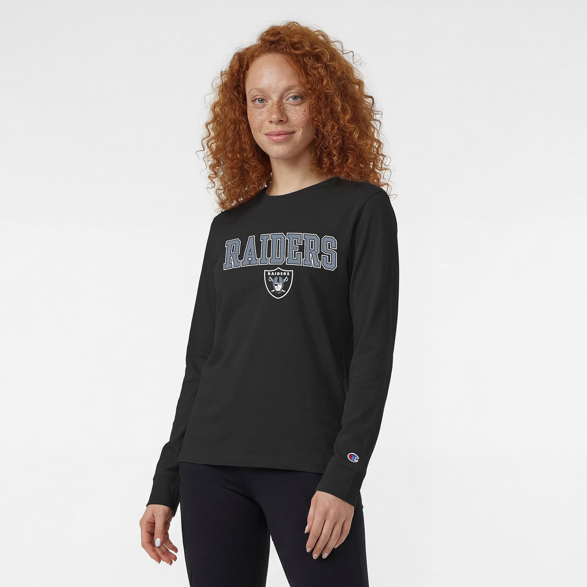 Women's Champion Black Las Vegas Raiders Core Logo Long Sleeve T-Shirt
