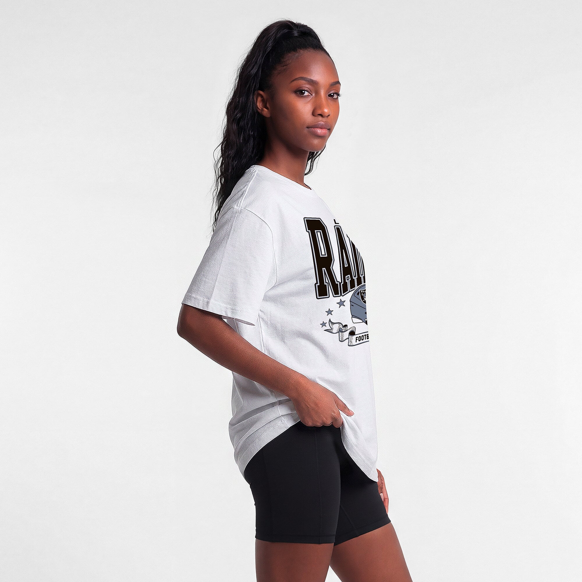 T-shirt oversize blanc Champion pour femmes des Las Vegas Raiders