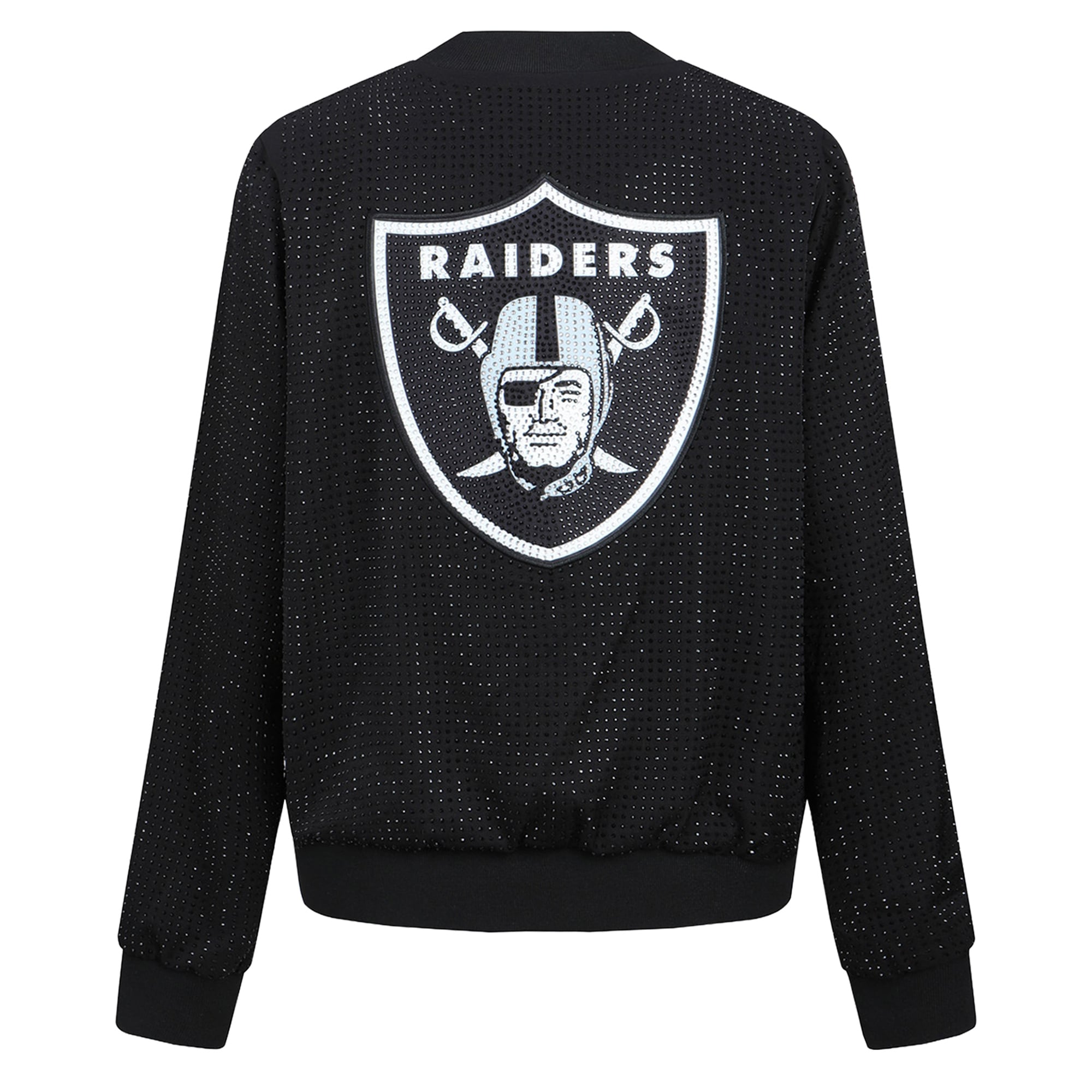 Veste bomber zippée intégrale FABGATING by Cuce noire Las Vegas Raiders Crystal pour femme
