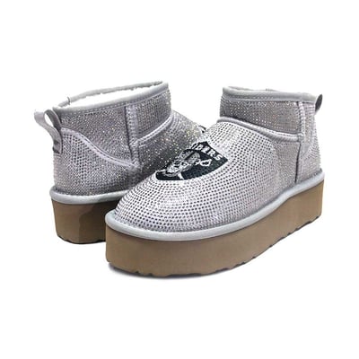  Las Vegas Raiders FABGATING by Cuce Women's Crystal Platform Boots - Silver