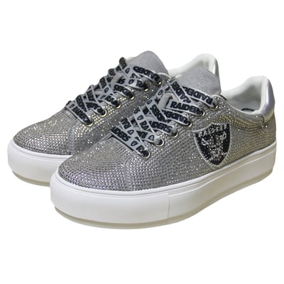  Las Vegas Raiders FABGATING by Cuce Women's Team Color Crystal Sneakers - Silver