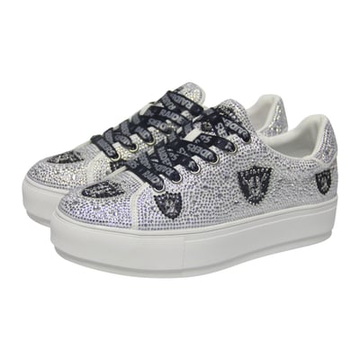  Las Vegas Raiders FABGATING by Cuce Women's Crystal Team Logo Sneakers - White