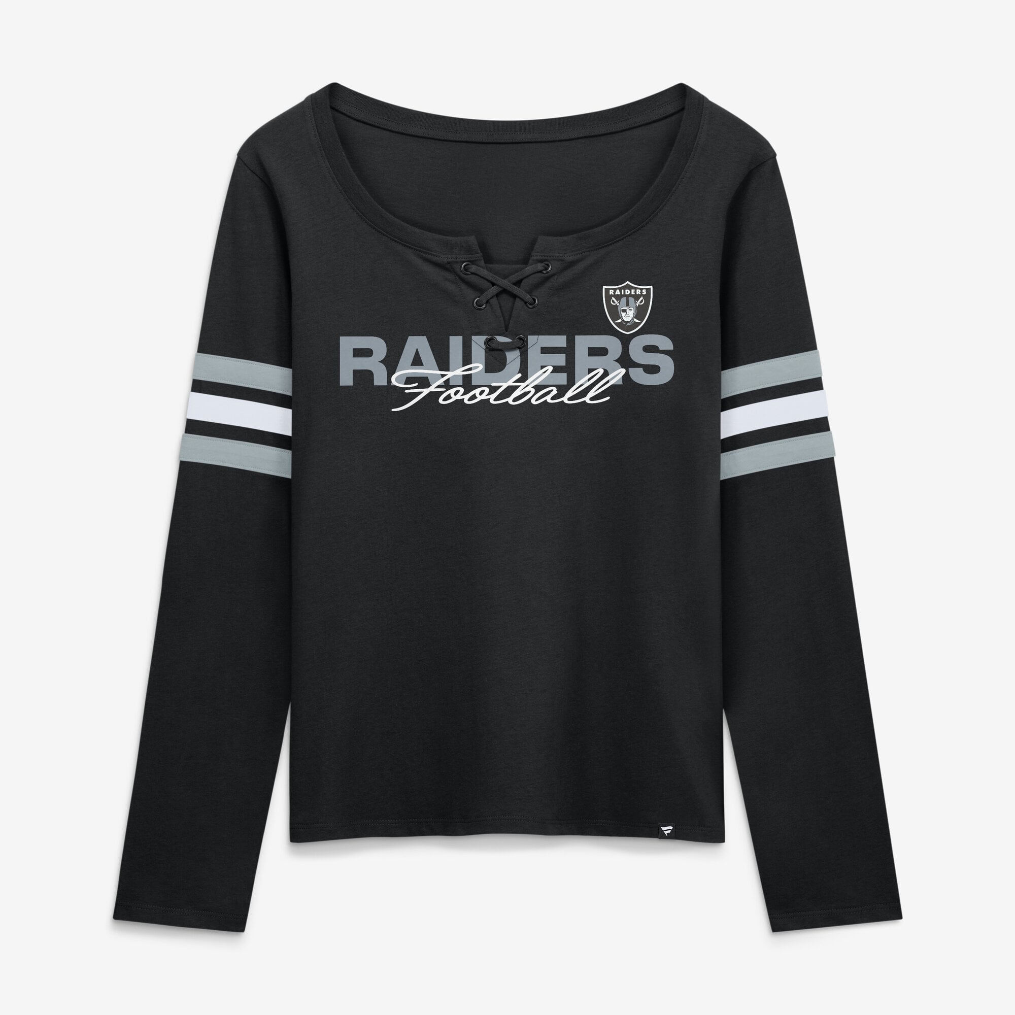 T-shirt à manches longues lacets Fanatics Black Las Vegas Raiders pour femmes