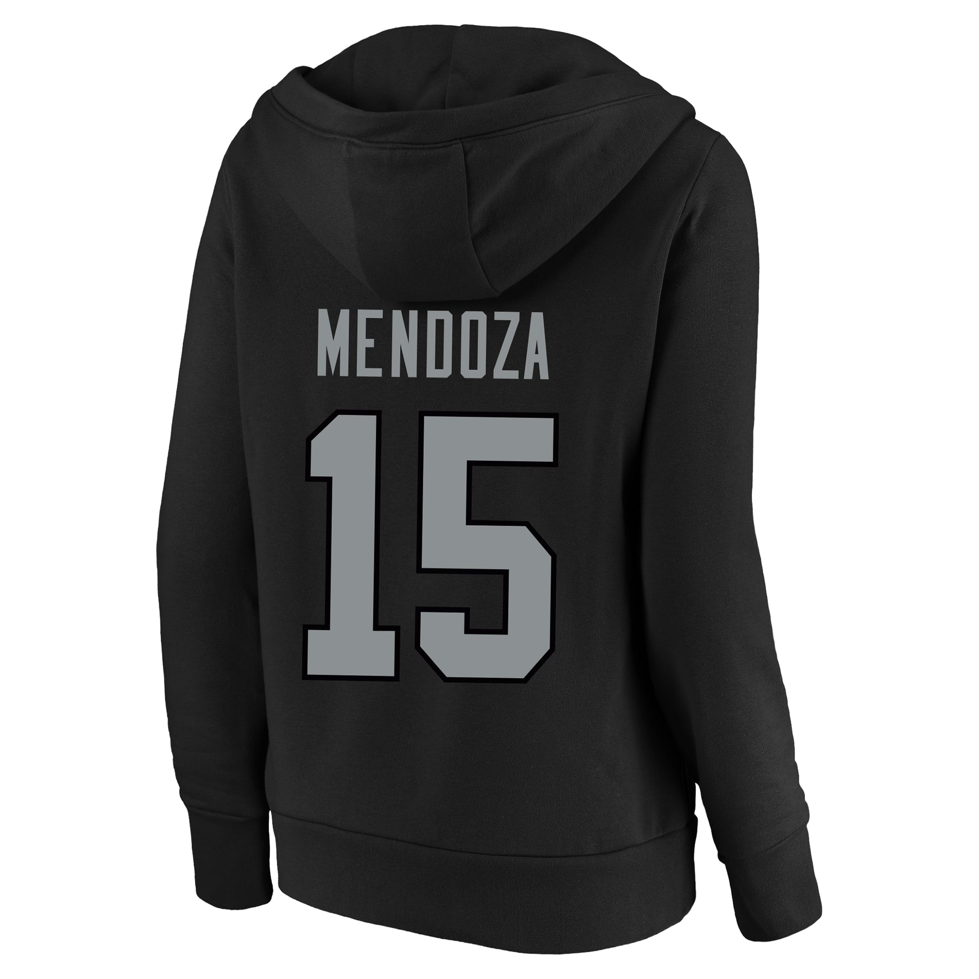 Women's Fanatics Fernando Mendoza Black Las Vegas Raiders Plus Player Name & Number Notch Neck Hoodie